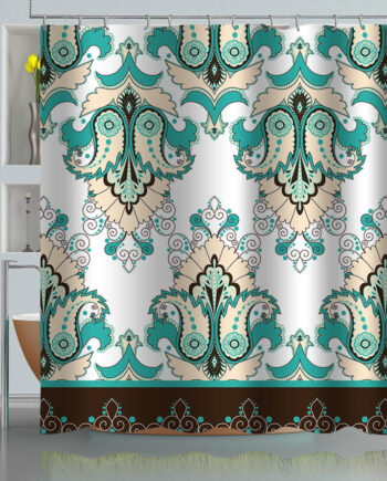 Oriental Floral Pattern Shower Curtain