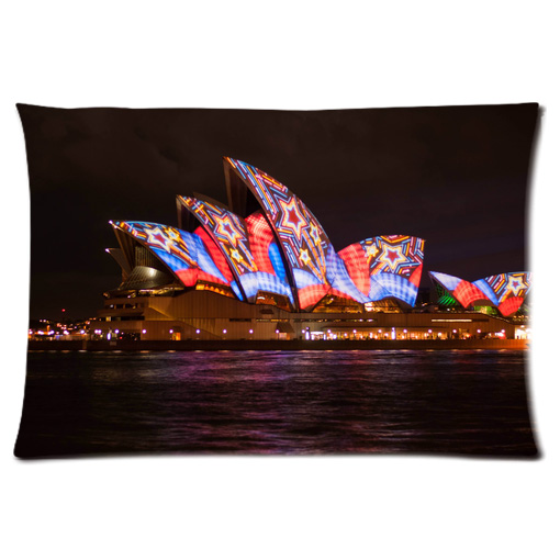 Sydney opera house night colorful pillow case
