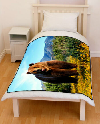 bear grizzly bedding throw fleece blanket