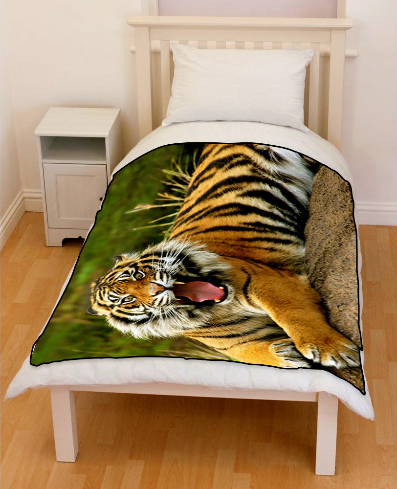 fierce bengal tiger bedding throw fleece blanket