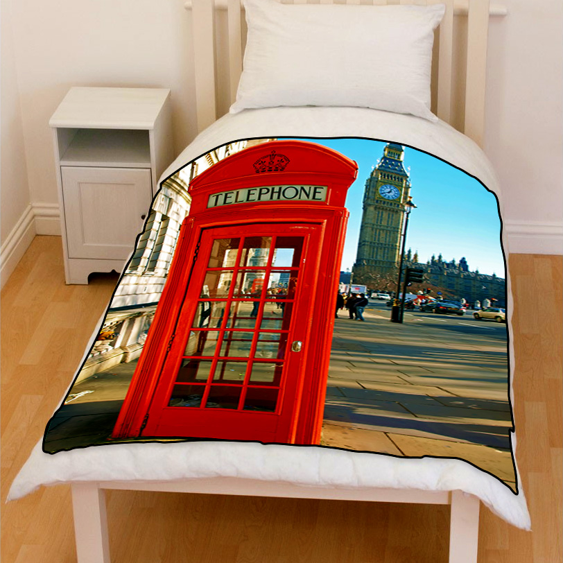 London red telephone booth bedding throw fleece blanket