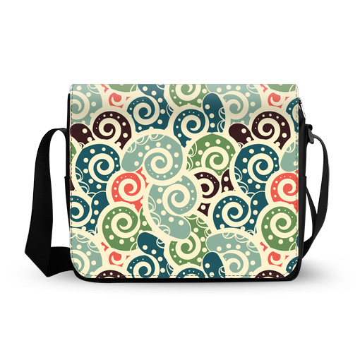 abstract colored tiled paisley messenger bag