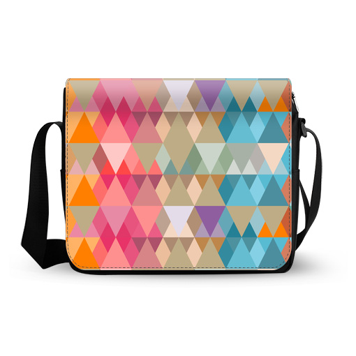 abstract-design colored triangles messenger bag