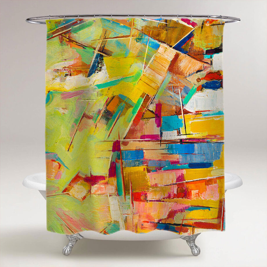 abstract colorful oil painting on canvas shower curtain