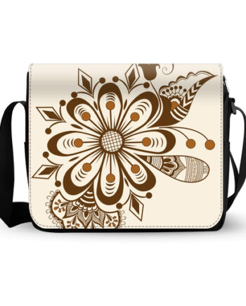 abstract floral indian mehndi messenger bag
