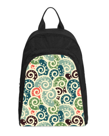 colored background tiled with paisley casual backpack