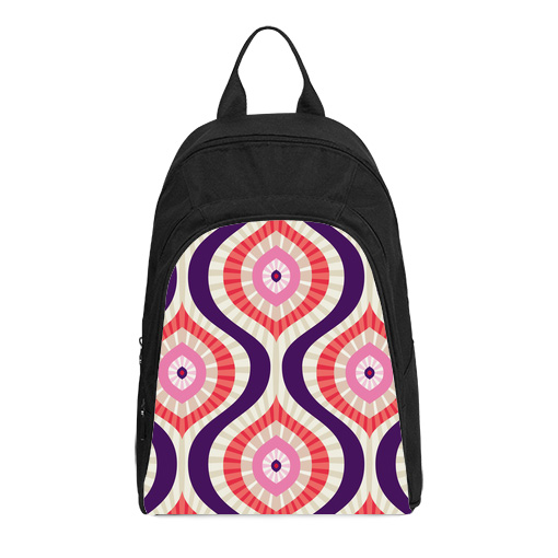 abstract background in red pink blue casual backpack