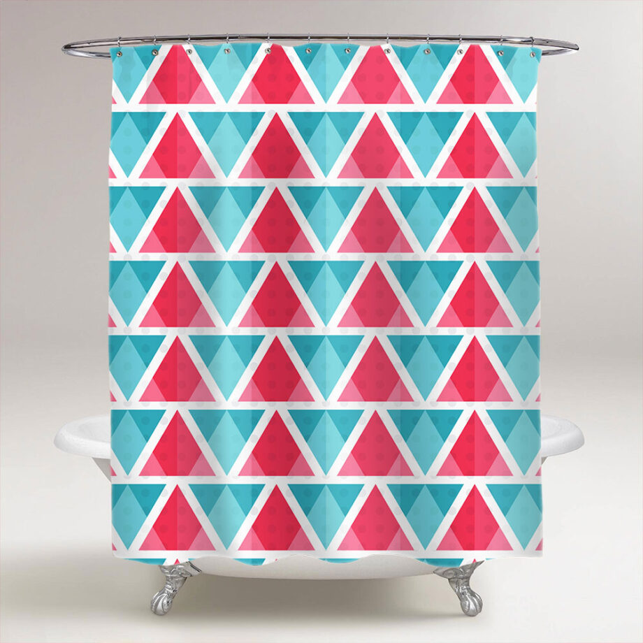 abstract bright triangles pattern shower curtain
