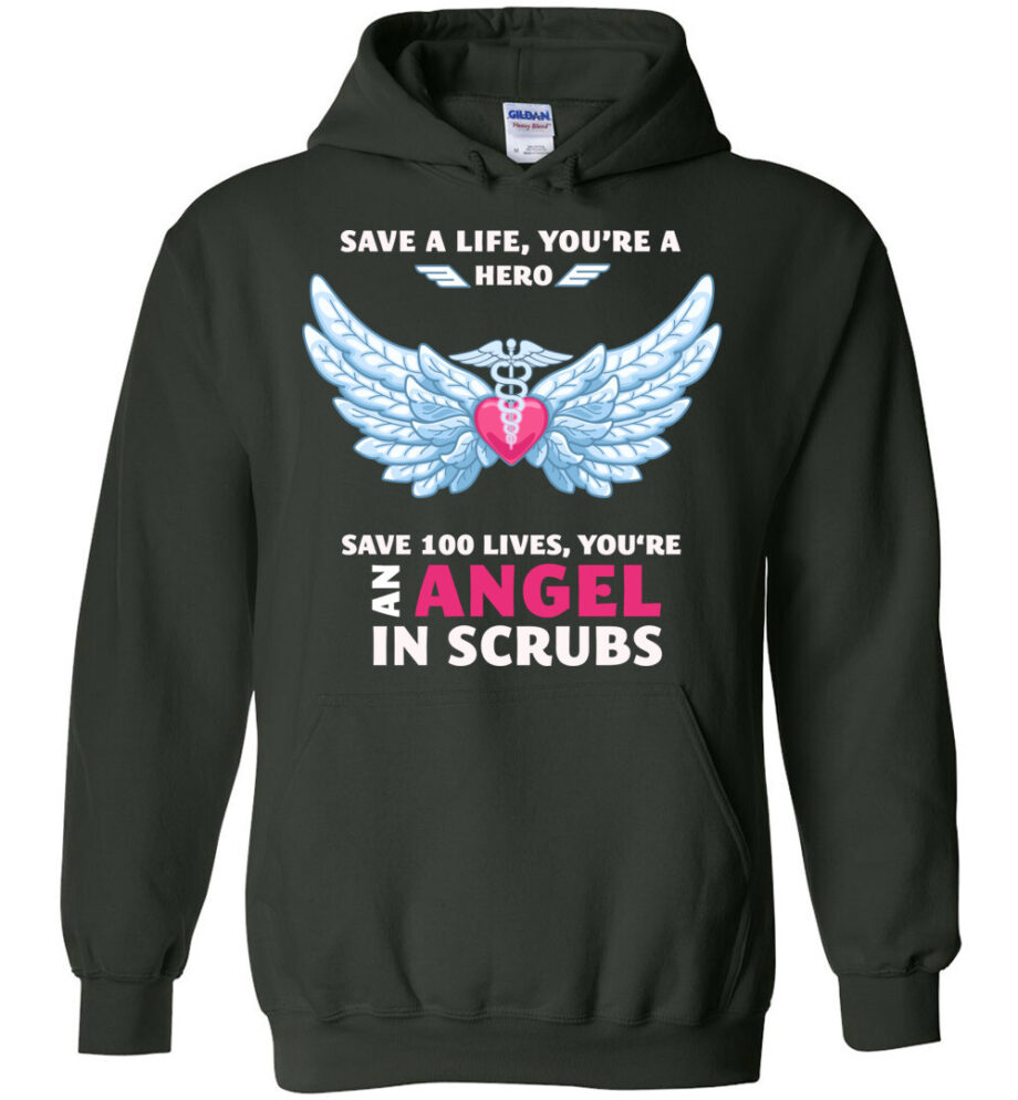 Nurse Angel In Scrubs Hoodie