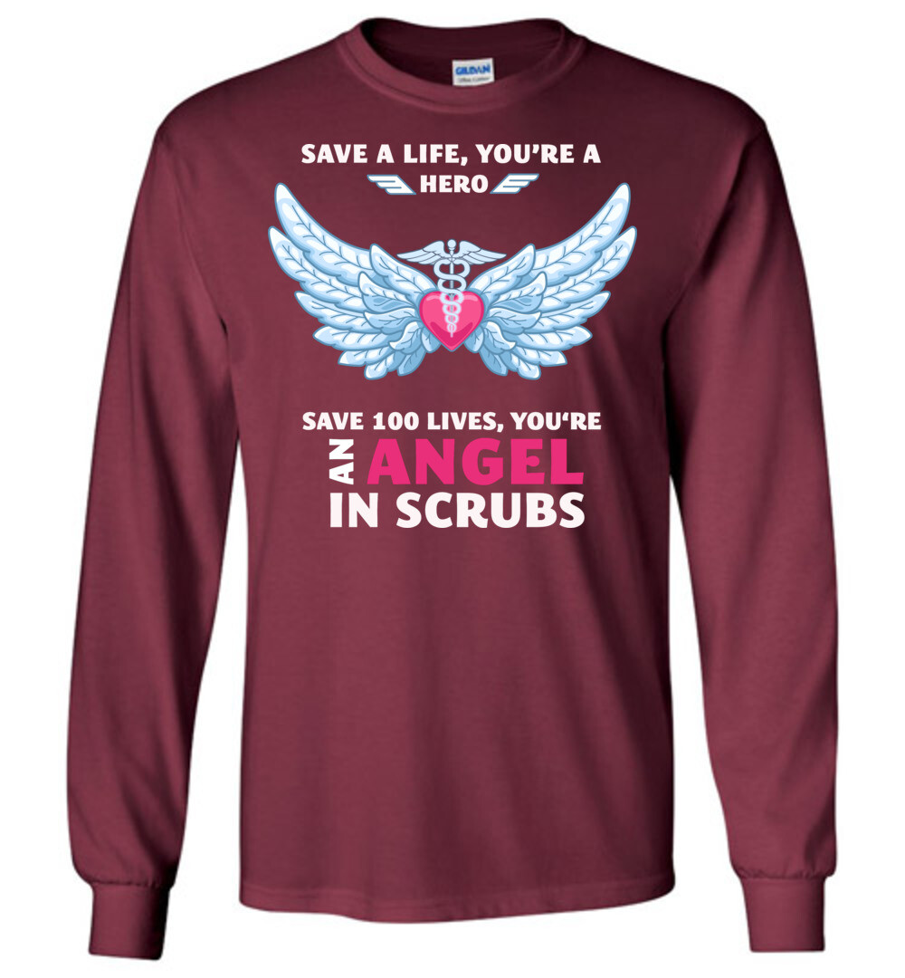 Nurse Angel In Scrubs Long Sleeve T-Shirt 4 Nurse Angel In Scrubs Long Sleeve T-Shirt