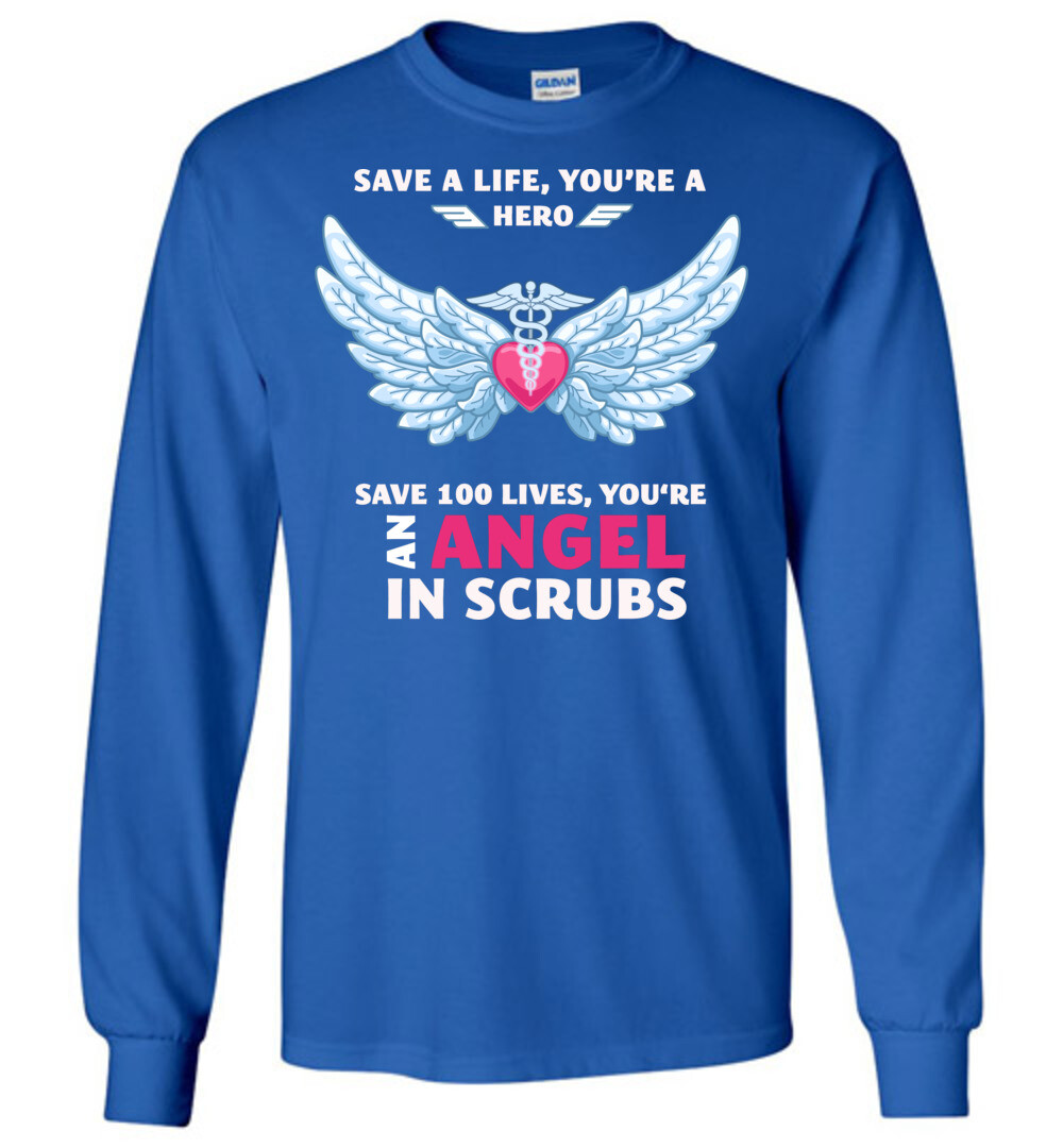Nurse Angel In Scrubs Long Sleeve T-Shirt 7 Nurse Angel In Scrubs Long Sleeve T-Shirt