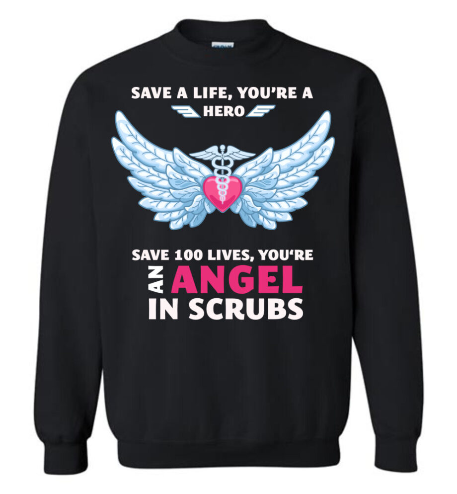 Nurse Angel In Scrubs Sweatshirt