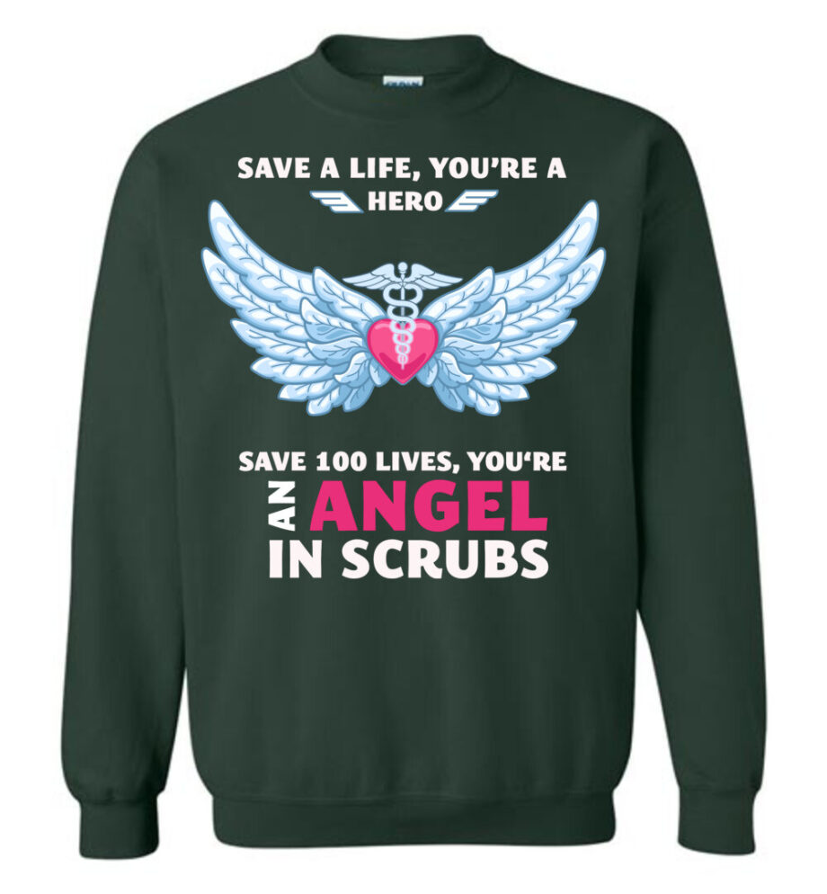 Nurse Angel In Scrubs Sweatshirt