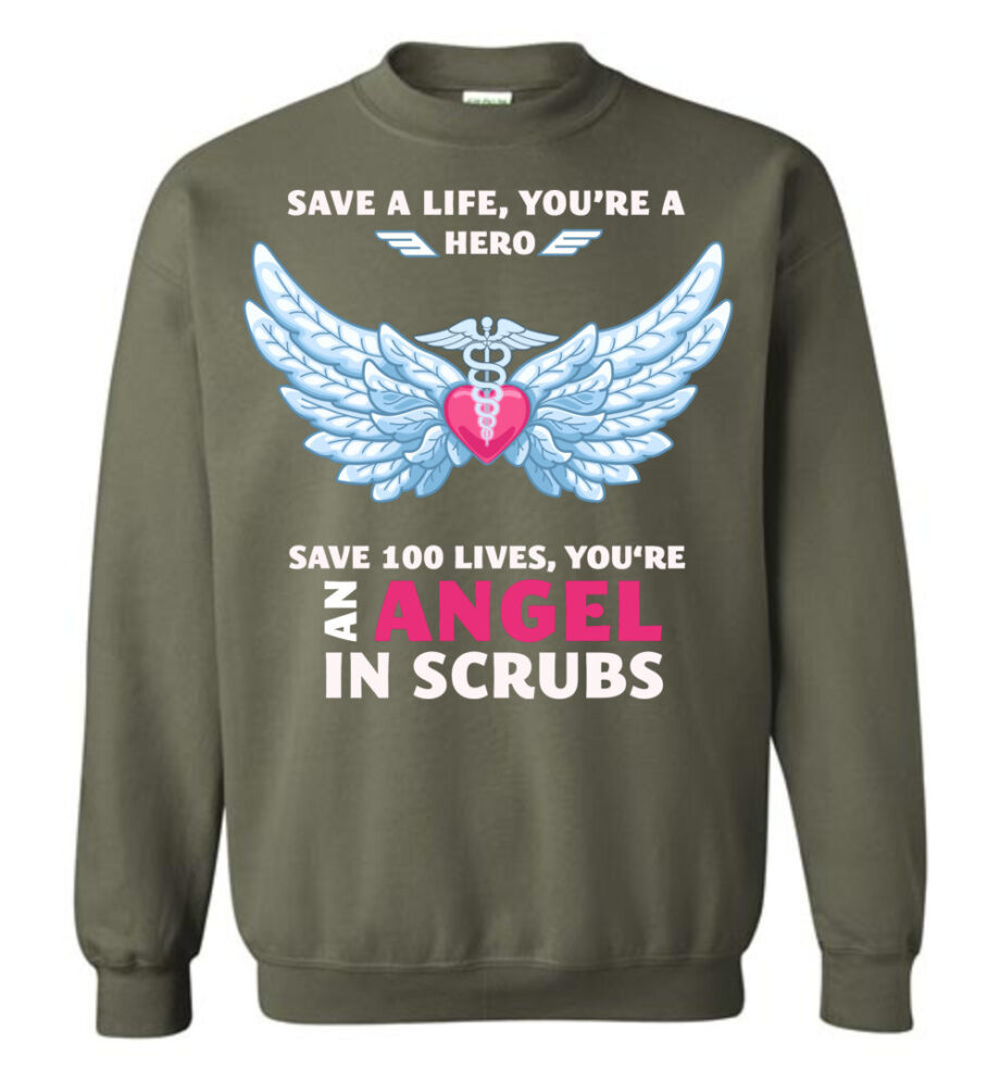 Nurse Angel In Scrubs Sweatshirt