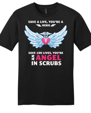 an angel in scrubs nurse unisex black shirt