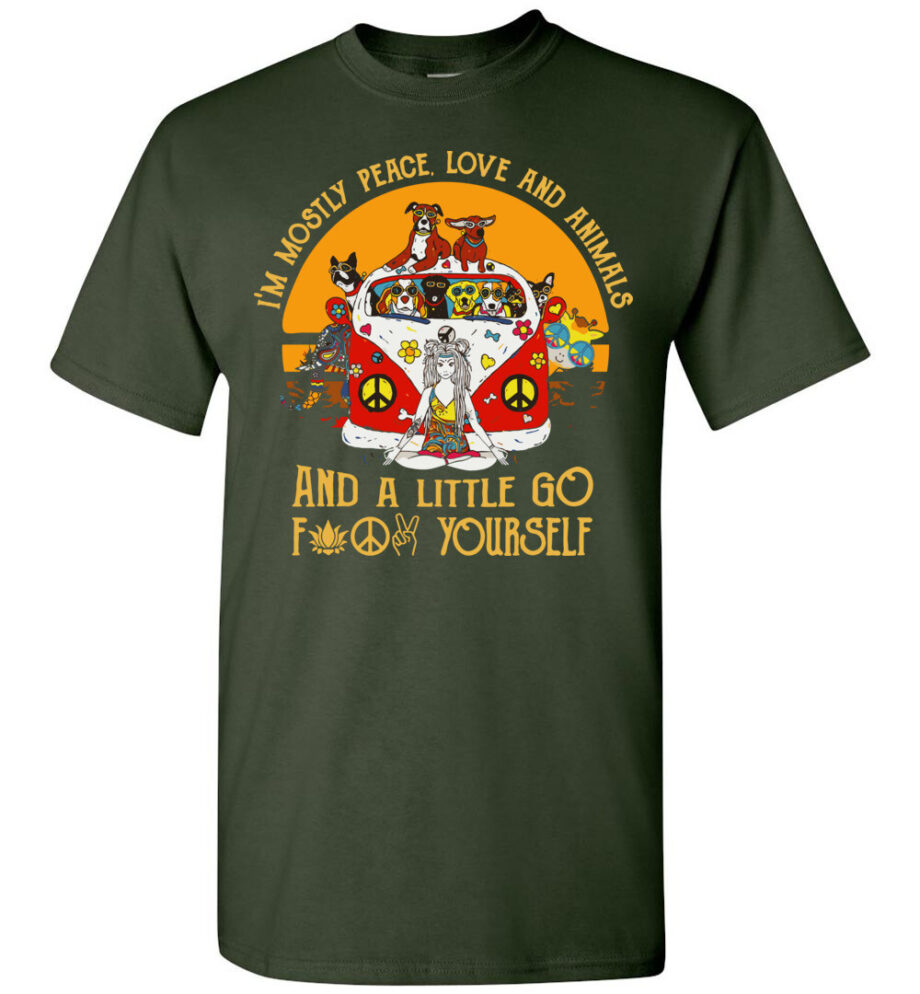 Yoga Peace Love Animal & A Little Go F**k Yourself Mens T-Shirt