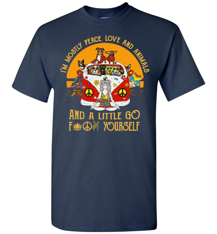 Yoga Peace Love Animal & A Little Go F**k Yourself Mens T-Shirt