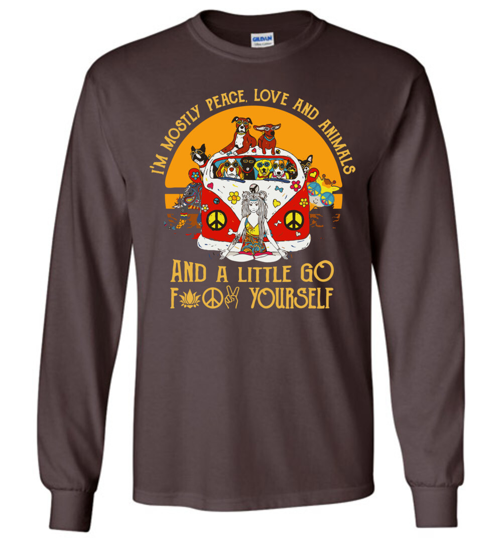 Yoga Peace Love Animal & A Little Go F**k Yourself Long Sleeve Shirt 2 Yoga Peace Love Animal & A Little Go F**k Yourself Long Sleeve Shirt