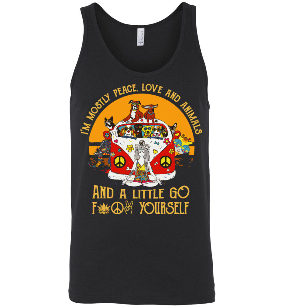 Yoga Peace Love Animal & A Little Go F**k Yourself Unisex Tank