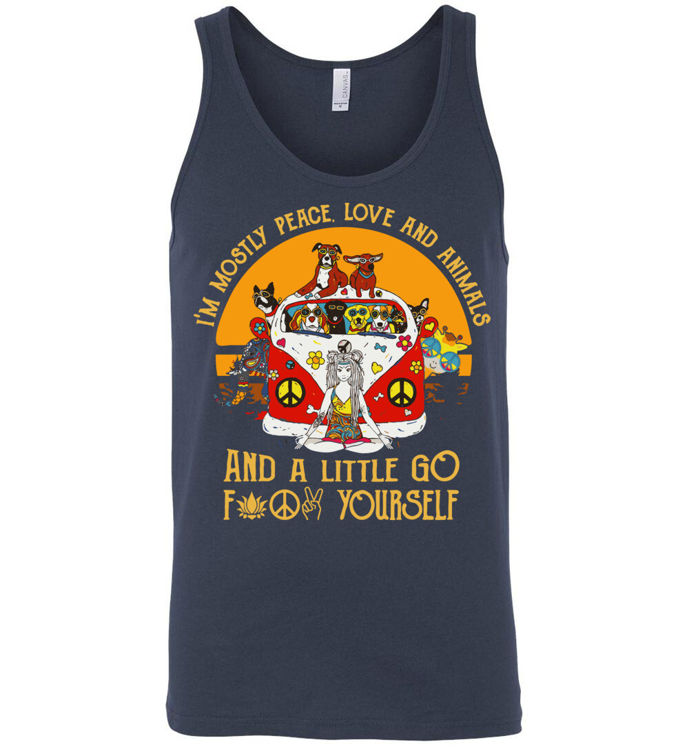 Yoga Peace Love Animal & A Little Go F**k Yourself Unisex Tank 2 Yoga Peace Love Animal & A Little Go F**k Yourself Unisex Tank