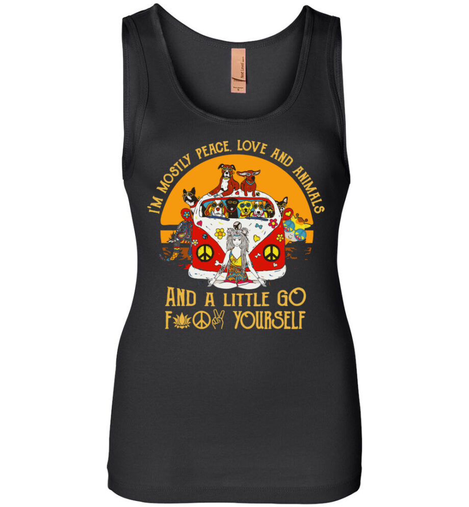 Yoga Peace Love Animal & A Little Go F**k Yourself Womens Tank