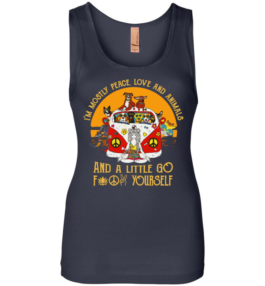 Yoga Peace Love Animal & A Little Go F**k Yourself Womens Tank