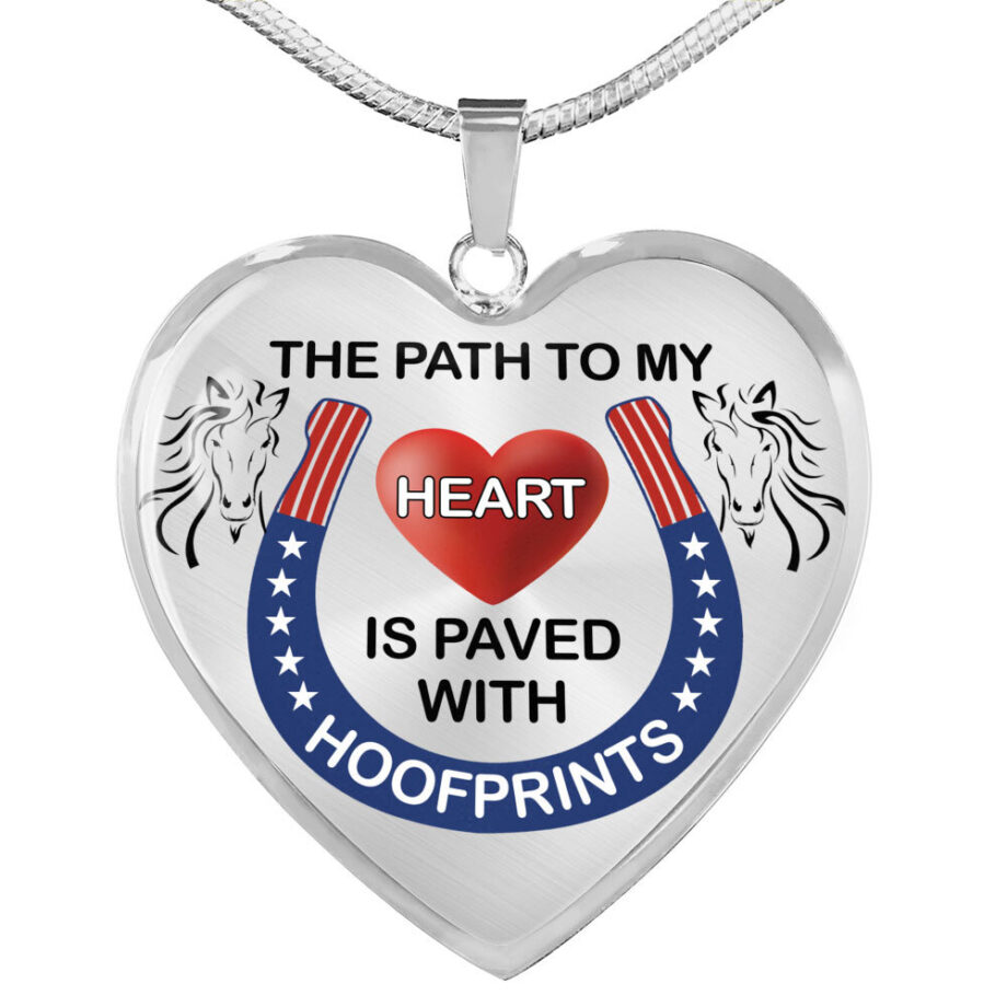 Path to my heart paved by hoofprints silver necklace silver