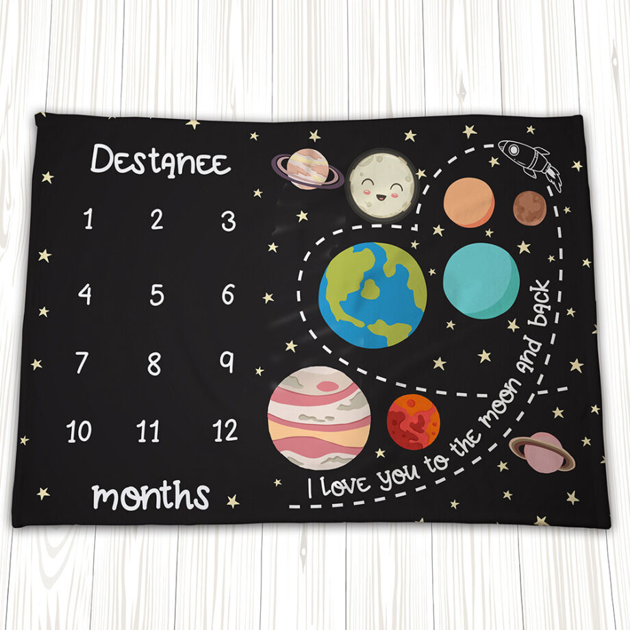 solar system outer space baby milestone blanket